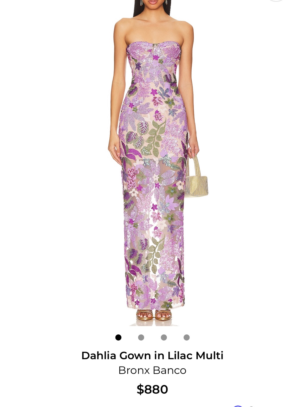 Bronx And Banco “Dahlia” Strapless Sequin Gown In Lilac Multi